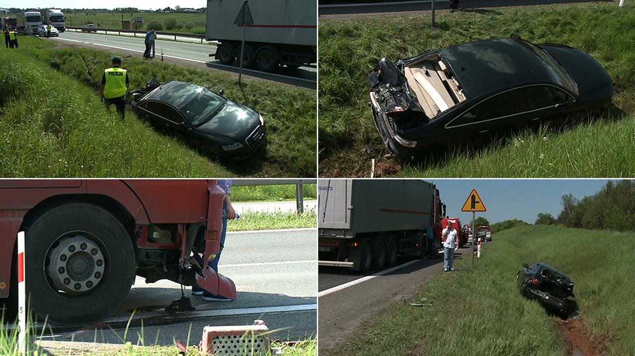 Ciężarówka najechała na tył limuzyny BOR Jeden z funkcjonariuszy w