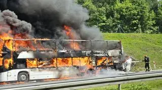 Pożar autokaru na A4 pod Krakowem 