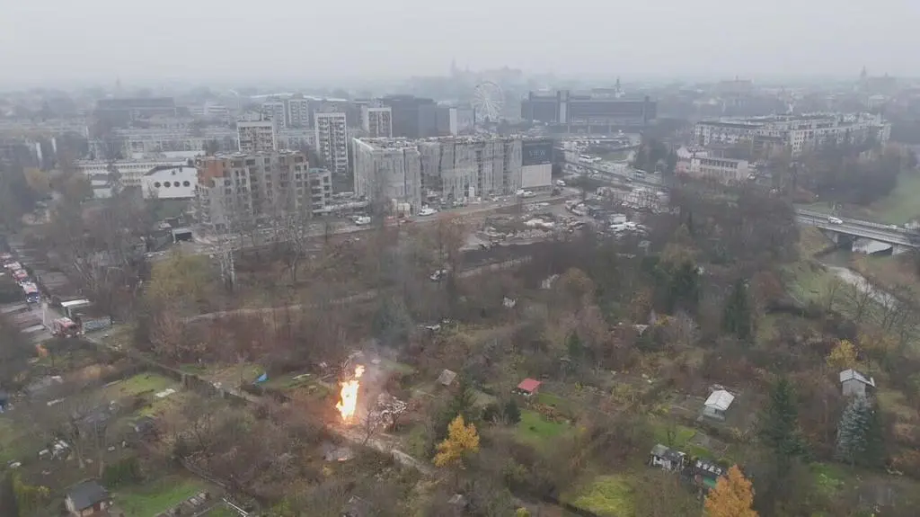 Pożar rury z gazem, Kraków