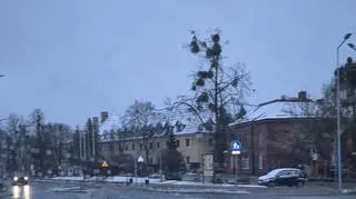Śnieg w Węgorzewie (Warmińsko-Mazurskie) 