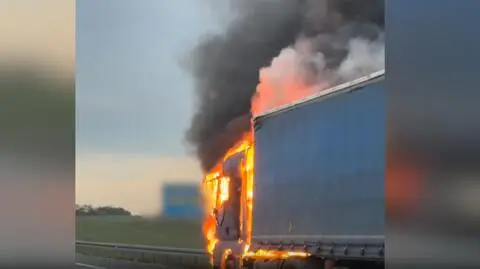  Pożar pojazdu ciężarowego na A4 (Opolskie)