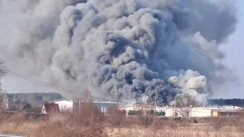 Ponad stu strażaków walczyło z pożarem hali w Górzykowie