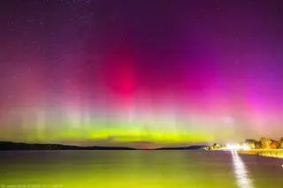 Zorza polarna sfotografowana w październiku 2024 roku, Chojnice (Woj. Pomorskie)