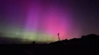 Zorza polarna (aurora borealis) w miejscowości Rowy