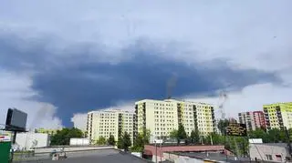Pożar w Siemianowicach Śląskich widoczny z Sosnowca 
