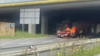 Pożar samochodu na Wale Miedzeszyńskim