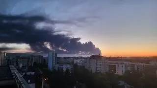 Pożar w centrum handlowym przy ulicy Marywilskiej na warszawskiej Białołęce