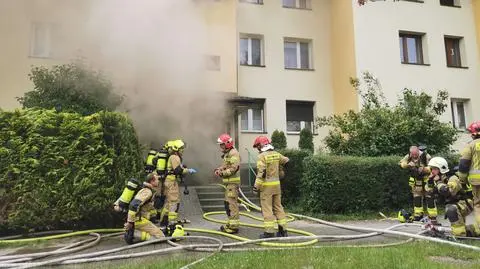 Pożar w bloku w Garwolinie