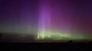 Zorza polarna (aurora borealis) w miejscowości Rowy