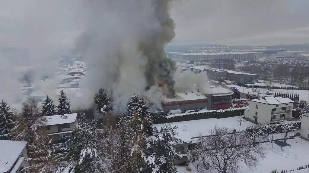 Pożar hali magazynowej, Skawina (Małopolskie)