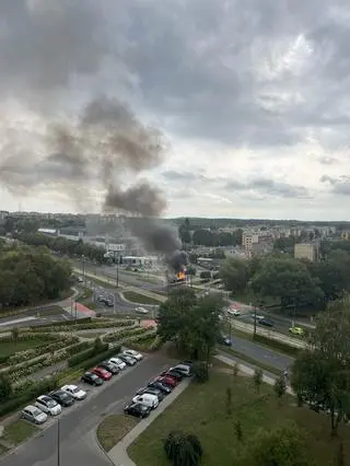 Pożar autobusu w Dąbrowie Górniczej (Śląskie)