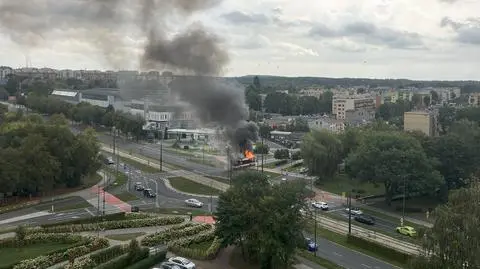 Pożar autobusu w Dąbrowie Górniczej (Śląskie)