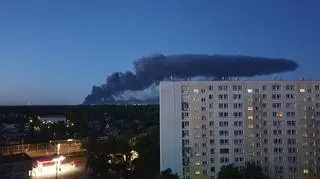 Pożar w centrum handlowym przy ulicy Marywilskiej na warszawskiej Białołęce