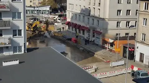 Zdarzenie na budowie trasy tramwajowej w Warszawie