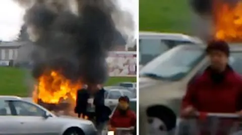 Auto spłonęło na oczach klientów