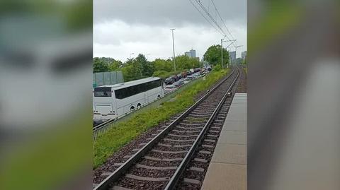 Blokada drogi przez aktywistów, okolice Mostu Gdańskiego