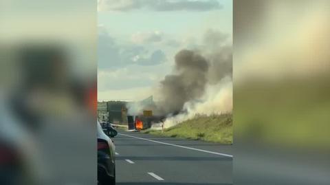 Pożar samochody na A1 w okolicy Włocławka 