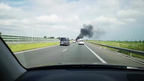 Pożar auta na S7, Nowy Dwór Gdański