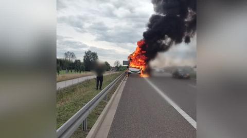 Pożar samochodu węzeł Wolanów trasa S7