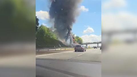 Pożar autokaru na A4