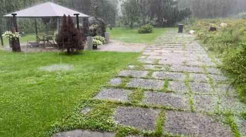 Ulewa w miejscowości Czechowice-Dziedzice (Śląskie)