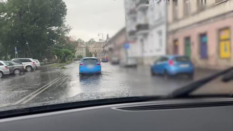 Flooded streets in Kalisz (Greater Poland Voivodeship)