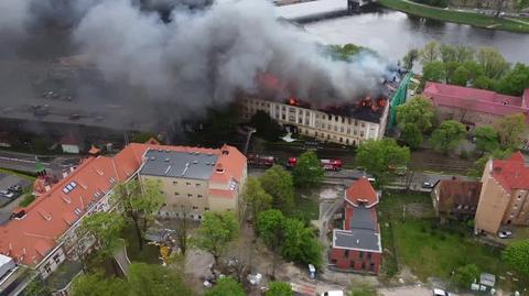 Pożar w Gorzowie Wielkopolskim, widok z drona