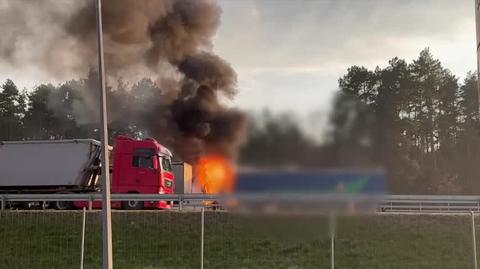 Pożar samochodu ciężarowego na trasie S17