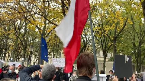 Manifestacja Paryz - Przedstawiciel polska ambasada godz
