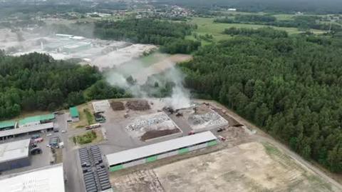 Pożar na terenie zakładu utylizacji odpadów komunalnych w Hryniewiczach