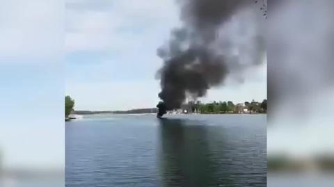 Pożar i wybuch motorówki Jezior Drawskie w Czaplinku
