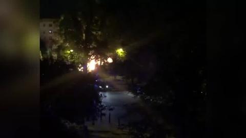 Pożar w miasteczku przed Sejmem