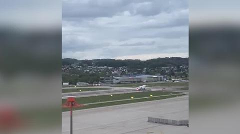 Samolot LOT na lotnisku w Zurychu