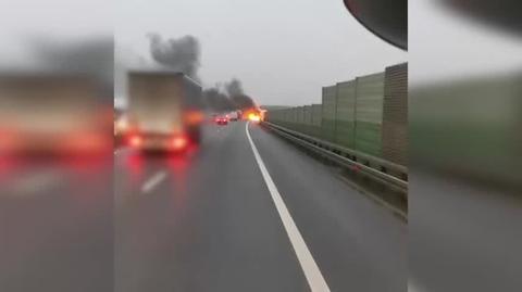 Pożar naczepy trasa S8 w okolicy Sycowa