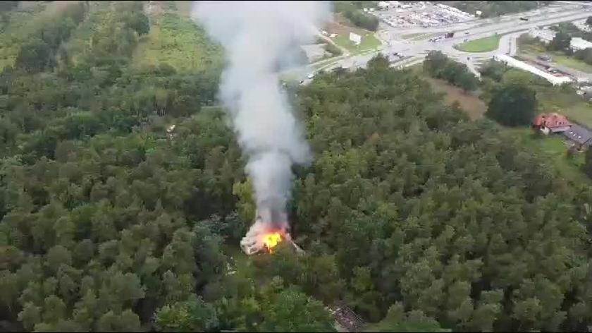Pożar na terenie przyszłej niciarni przy Wale Miedzeszyńskim