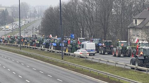 Przejazd protestujących rolników ulicami Krakowa