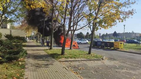 pożar samochodu na osiedlu Malinka w Opolu