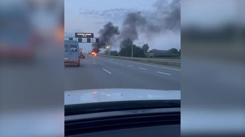 Płonący Samochód na trasie z Pruszkowa do Warszawy