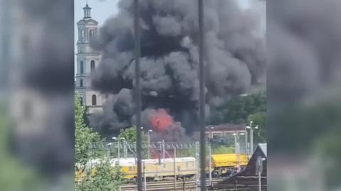 Pożar w pobliżu bocznicy Warszawa Wschodnia