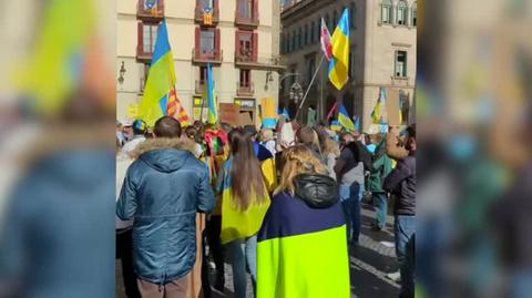 Manifestacja w Barcelonie - podziękowania Ukrainy dla Polski