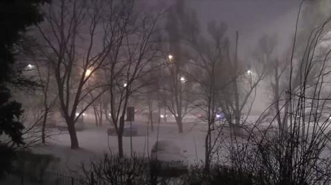 Zima, śnieżyca, Stegny, Warszawa