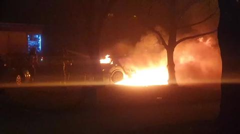 Pożar samochodu, Warszawa Targówek